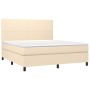 Cama box spring colchón y luces LED tela crema 180x200 cm de , Camas y somieres - Ref: Foro24-3134738, Precio: 657,36 €, Desc...
