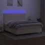 Cama box spring colchón y luces LED tela crema 180x200 cm de , Camas y somieres - Ref: Foro24-3134738, Precio: 657,36 €, Desc...
