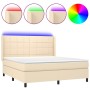 Cama box spring colchón y luces LED tela crema 180x200 cm de , Camas y somieres - Ref: Foro24-3138338, Precio: 653,65 €, Desc...