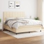 Cama box spring con colchón tela color crema 180x200 cm de , Camas y somieres - Ref: Foro24-3141798, Precio: 637,90 €, Descue...