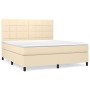 Cama box spring con colchón tela color crema 180x200 cm de , Camas y somieres - Ref: Foro24-3141798, Precio: 637,90 €, Descue...