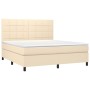 Cama box spring con colchón tela color crema 180x200 cm de , Camas y somieres - Ref: Foro24-3141798, Precio: 637,90 €, Descue...