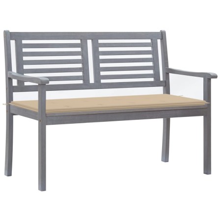 Banco de jardín 2 plazas madera eucalipto gris y cojín 120 cm de , Bancos de jardín - Ref: Foro24-3061026, Precio: 191,25 €, ...