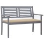 Banco de jardín 2 plazas madera eucalipto gris y cojín 120 cm de , Bancos de jardín - Ref: Foro24-3061026, Precio: 191,25 €, ...