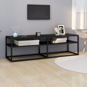 Mueble de TV vidrio templado color mármol negro 140x40x40,5 cm de , Muebles TV - Ref: Foro24-331717, Precio: 85,81 €, Descuen...