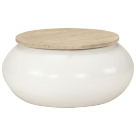 Mesa de centro de madera maciza de mango blanca 51x51x27 cm de , Mesas de centro - Ref: Foro24-352052, Precio: 169,04 €, Desc...