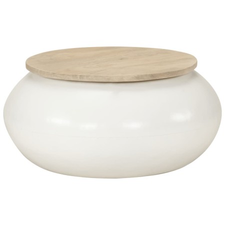 Mesa de centro de madera maciza de mango blanca 51x51x27 cm de , Mesas de centro - Ref: Foro24-352052, Precio: 169,04 €, Desc...
