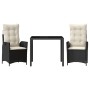 Set comedor de jardín 3 pzas con cojines ratán sintético negro de , Conjuntos de jardín - Ref: Foro24-3213058, Precio: 321,33...