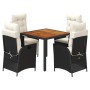 Set de muebles jardín 5 pzas con cojines ratán sintético negro de , Conjuntos de jardín - Ref: Foro24-3213087, Precio: 565,02...
