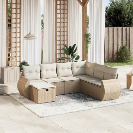 Set sofás de jardín 7 piezas y cojines ratán sintético beige de , Conjuntos de jardín - Ref: Foro24-3264144, Precio: 497,19 €...