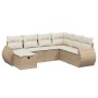 Set sofás de jardín 7 piezas y cojines ratán sintético beige de , Conjuntos de jardín - Ref: Foro24-3264144, Precio: 497,19 €...
