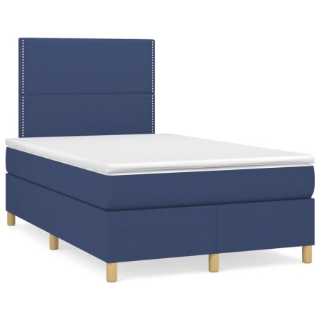 Cama box spring con colchón y luces LED tela azul 120x190 cm de , Camas y somieres - Ref: Foro24-3270245, Precio: 381,73 €, D...