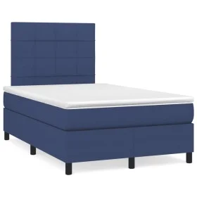 Cama box spring con colchón tela azul 120x190 cm de , Camas y somieres - Ref: Foro24-3269887, Precio: 395,19 €, Descuento: %