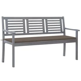 Banco de jardín 3 plazas madera eucalipto gris y cojín 150 cm de , Bancos de jardín - Ref: Foro24-3061058, Precio: 230,00 €, ...