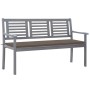 Banco de jardín 3 plazas madera eucalipto gris y cojín 150 cm de , Bancos de jardín - Ref: Foro24-3061058, Precio: 234,58 €, ...