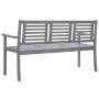 Banco de jardín 3 plazas madera eucalipto gris y cojín 150 cm de , Bancos de jardín - Ref: Foro24-3061058, Precio: 234,58 €, ...