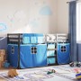 Litera con cortinas madera maciza de pino azul 90x200 cm de , Camas y somieres - Ref: Foro24-3283869, Precio: 236,33 €, Descu...