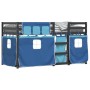 Litera con cortinas madera maciza de pino azul 90x200 cm de , Camas y somieres - Ref: Foro24-3283869, Precio: 236,33 €, Descu...