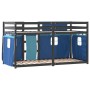 Litera con cortinas madera maciza de pino azul 90x200 cm de , Camas y somieres - Ref: Foro24-3283869, Precio: 236,33 €, Descu...