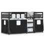 Litera con cortinas madera maciza pino blanco y negro 90x190 cm de , Camas y somieres - Ref: Foro24-3283883, Precio: 218,91 €...