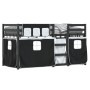 Litera con cortinas madera maciza pino blanco y negro 90x190 cm de , Camas y somieres - Ref: Foro24-3283883, Precio: 218,91 €...