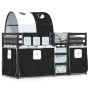 Litera con cortinas madera maciza pino blanco y negro 90x190 cm de , Camas y somieres - Ref: Foro24-3283973, Precio: 232,61 €...