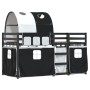 Litera con cortinas madera maciza pino blanco y negro 90x190 cm de , Camas y somieres - Ref: Foro24-3283973, Precio: 232,61 €...