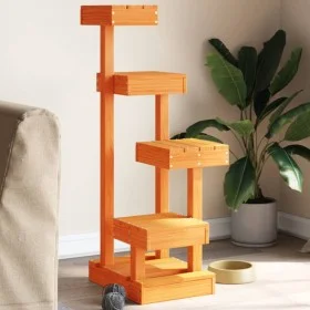 Árbol para gatos madera maciza pino marrón cera 45,5x49x103 cm de , Mobiliario para gatos - Ref: Foro24-847132, Precio: 72,15...