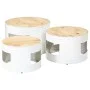 High bar tables in drum shape, set of 3, made of solid rough mango wood. by , Side tables - Ref: Foro24-358934, Price: 131,51...