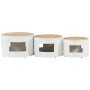 Mesas altas de bar forma tambor 3uds madera maciza mango rugosa de , Mesas auxiliares - Ref: Foro24-358934, Precio: 132,69 €,...