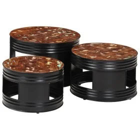 Hohe Barhockertische in Trommelform, 3 Stück aus recyceltem Massivholz. von , Seitentische - Ref: Foro24-358936, Preis: 131,6...