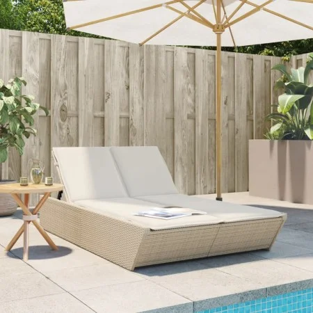Tumbona doble con cojines ratán sintético beige de , Tumbonas - Ref: Foro24-368183, Precio: 298,29 €, Descuento: %