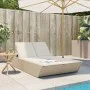 Tumbona doble con cojines ratán sintético beige de , Tumbonas - Ref: Foro24-368183, Precio: 298,29 €, Descuento: %