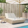Tumbona doble con cojines ratán sintético beige de , Tumbonas - Ref: Foro24-368183, Precio: 285,57 €, Descuento: %