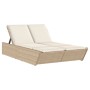 Tumbona doble con cojines ratán sintético beige de , Tumbonas - Ref: Foro24-368183, Precio: 285,57 €, Descuento: %