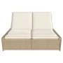Tumbona doble con cojines ratán sintético beige de , Tumbonas - Ref: Foro24-368183, Precio: 298,29 €, Descuento: %