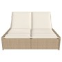 Tumbona doble con cojines ratán sintético beige de , Tumbonas - Ref: Foro24-368183, Precio: 285,57 €, Descuento: %