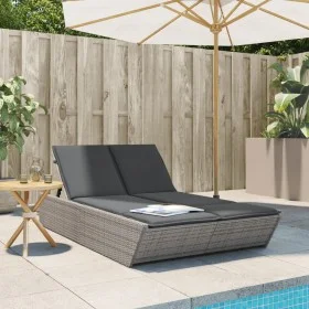 Double sun lounger with gray synthetic rattan cushions by , Loungers - Ref: Foro24-368181, Price: 298,29 €, Discount: %