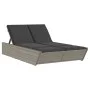 Double sun lounger with gray synthetic rattan cushions by , Loungers - Ref: Foro24-368181, Price: 298,29 €, Discount: %
