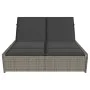 Double sun lounger with gray synthetic rattan cushions by , Loungers - Ref: Foro24-368181, Price: 298,29 €, Discount: %