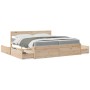 Cama con cajones y colchón madera pino marrón cera 200x200 cm de , Camas y somieres - Ref: Foro24-3281886, Precio: 678,74 €, ...