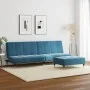 Sofá cama de 2 plazas con taburete terciopelo azul de , Sofás - Ref: Foro24-3258144, Precio: 325,51 €, Descuento: %