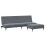 Sofá cama de 2 plazas con taburete terciopelo gris oscuro de , Sofás - Ref: Foro24-3258146, Precio: 331,87 €, Descuento: %