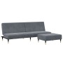 Sofá cama de 2 plazas con taburete terciopelo gris oscuro de , Sofás - Ref: Foro24-3258146, Precio: 336,30 €, Descuento: %