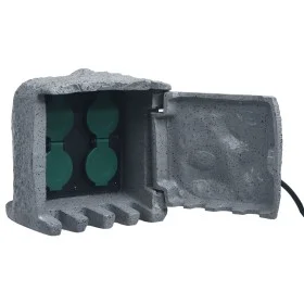 Enchufe de jardín 4 ranuras poliresina resistente al agua gris de vidaXL, Enchufes de pared - Ref: Foro24-48541, Precio: 45,9...