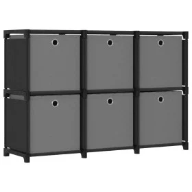 Estantería de 6 cubos con cajas de tela negro 103x30x72,5 cm de vidaXL, Librerías y estanterías - Ref: Foro24-322607, Precio:...