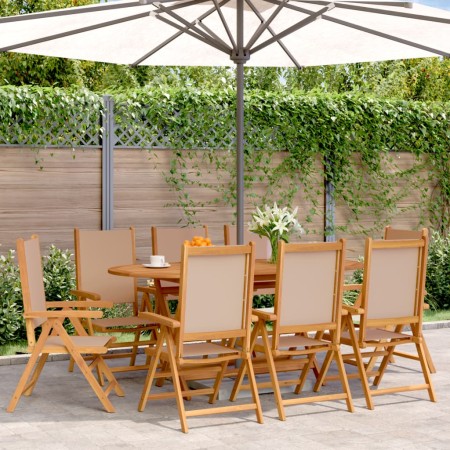 Sillas de jardín reclinables 8 uds madera maciza y tela taupe de , Sillas de jardín - Ref: Foro24-3214546, Precio: 602,01 €, ...