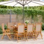 Sillas de jardín reclinables 8 uds madera maciza y tela taupe de , Sillas de jardín - Ref: Foro24-3214546, Precio: 602,01 €, ...