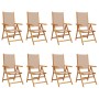 Sillas de jardín reclinables 8 uds madera maciza y tela taupe de , Sillas de jardín - Ref: Foro24-3214546, Precio: 602,01 €, ...