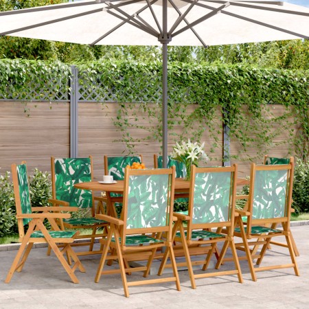 Sillas de jardín reclinables 8 uds madera maciza y tela verde de , Sillas de jardín - Ref: Foro24-3214552, Precio: 586,33 €, ...
